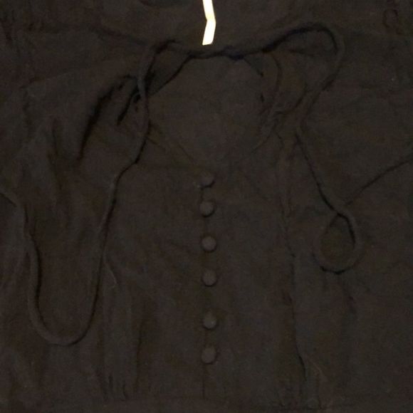 Free People Black Flowing Wednesday Addams Dress Deep V Neck Hocus Pocus Sz 2 - Picture 16 of 16